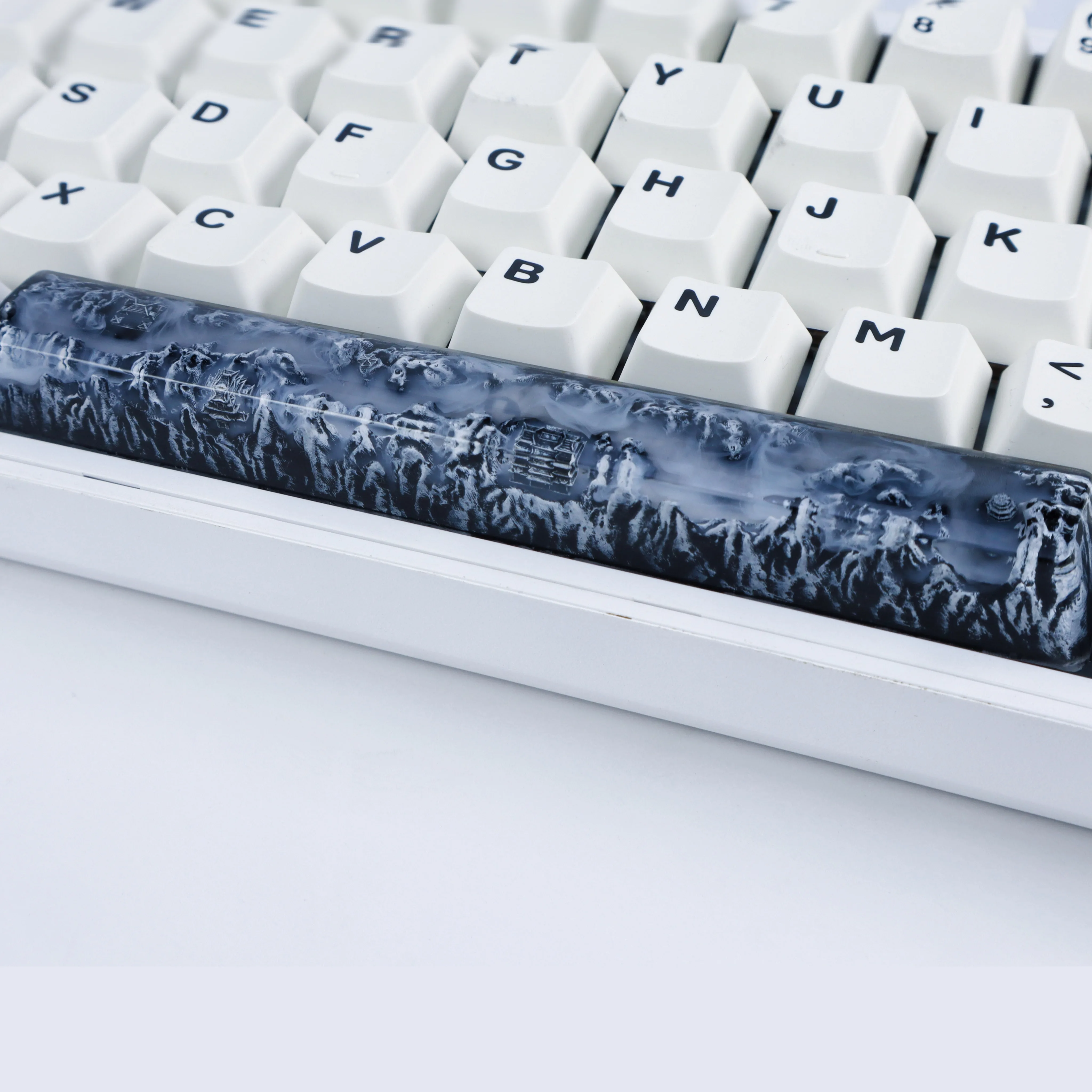 Backlit Paisagem Resina Keycaps Ink Space Bar Chave Eixo Cruz Teclado Mecânico Faça Você Mesmo Keycaps Alta Qualidade 6.25u 1pc - Imagem 3