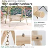 Swing Frame Combination Porch Swing with Stand Log Swing Stand 67 Inch Wooden Porch A-Frame Backyard Chair 4