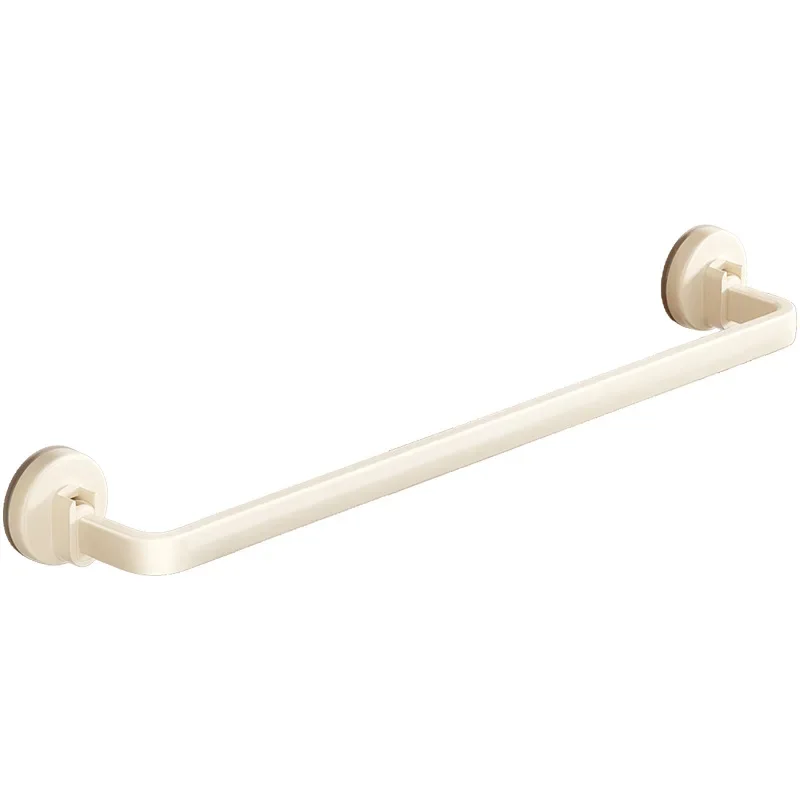 Cream-Style Suction Cup Towel Rack, No-Drill Bathroom Towel Bar, Storage Hanger, Wall-Mounted Bathroom Organizer Shelf