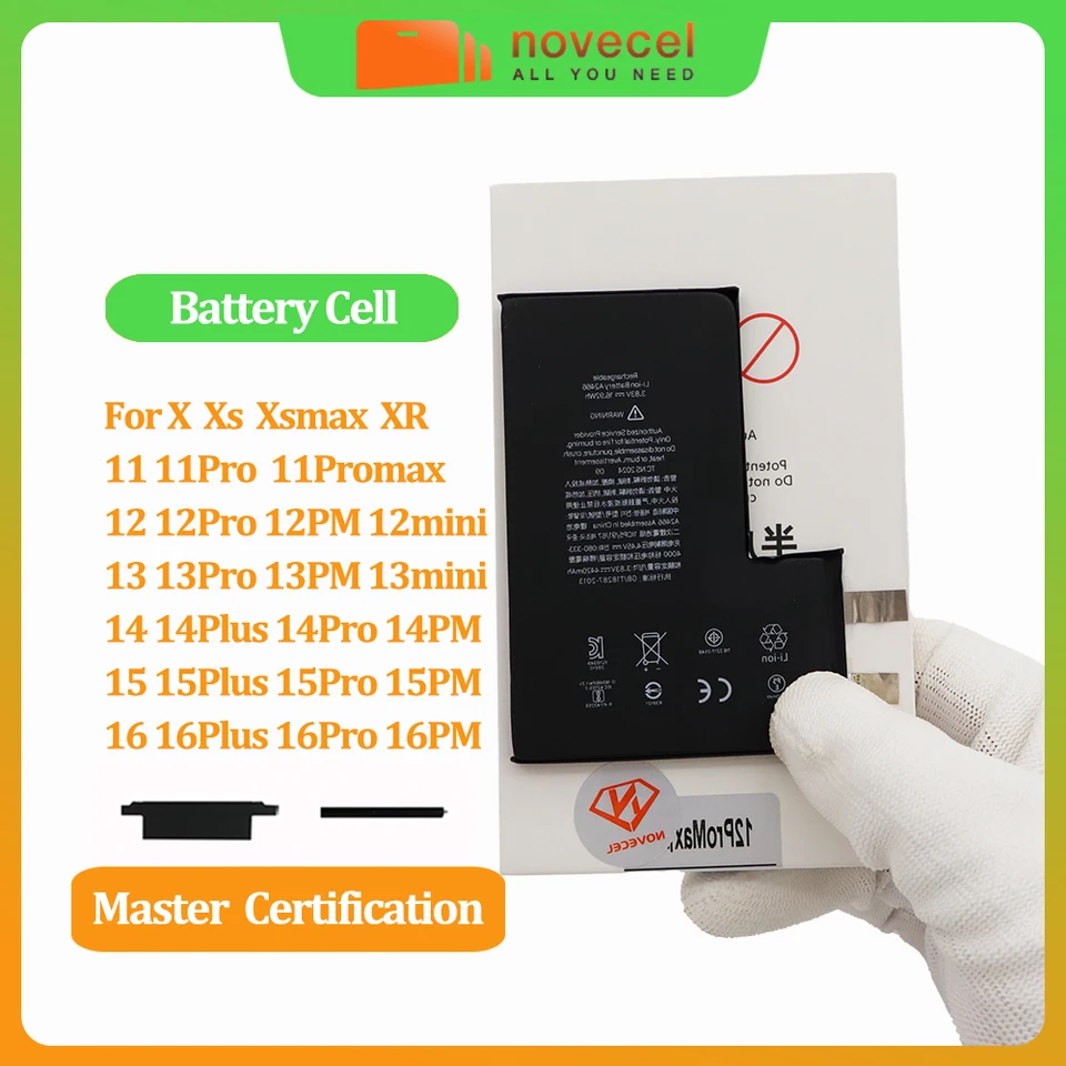 3pcs Battery Cell No Flex Cable for iPhone 15 14 13 12 11 XS Max