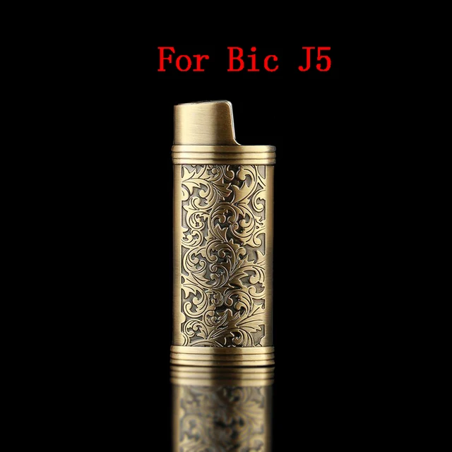 Personality 3D Carved Flower Lighter Protect Box For Bic J5 J6 Reusable