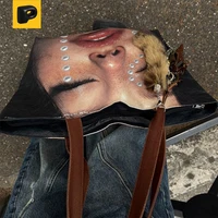 Nouveau sac fourre-tout créatif pour femmes tendance visage impression grande capacité sac à bandoulière étanche fille chaude sac à main grand sac à provisions 4