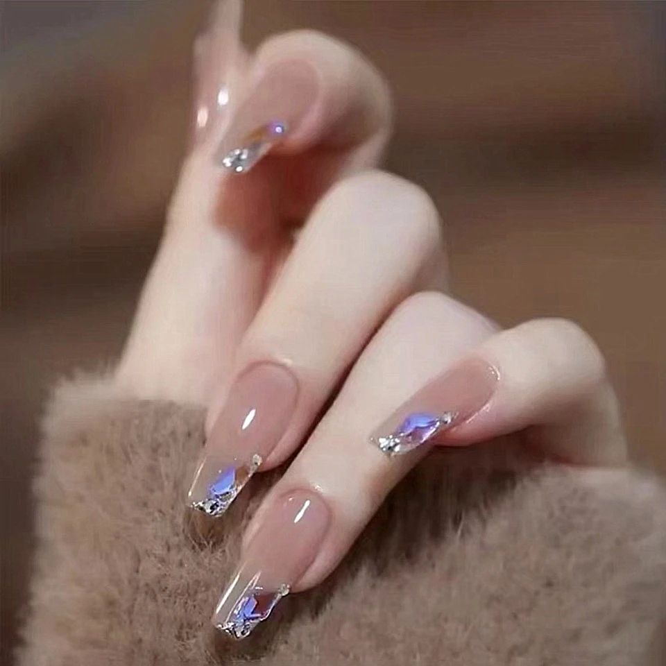 2022 New Fake Nails Coffin Ballet Mid Length Press on Nail Tips with  Crystal Design Fashion Autumn False Nail Patches Nail Art|False Nails| -  AliExpress