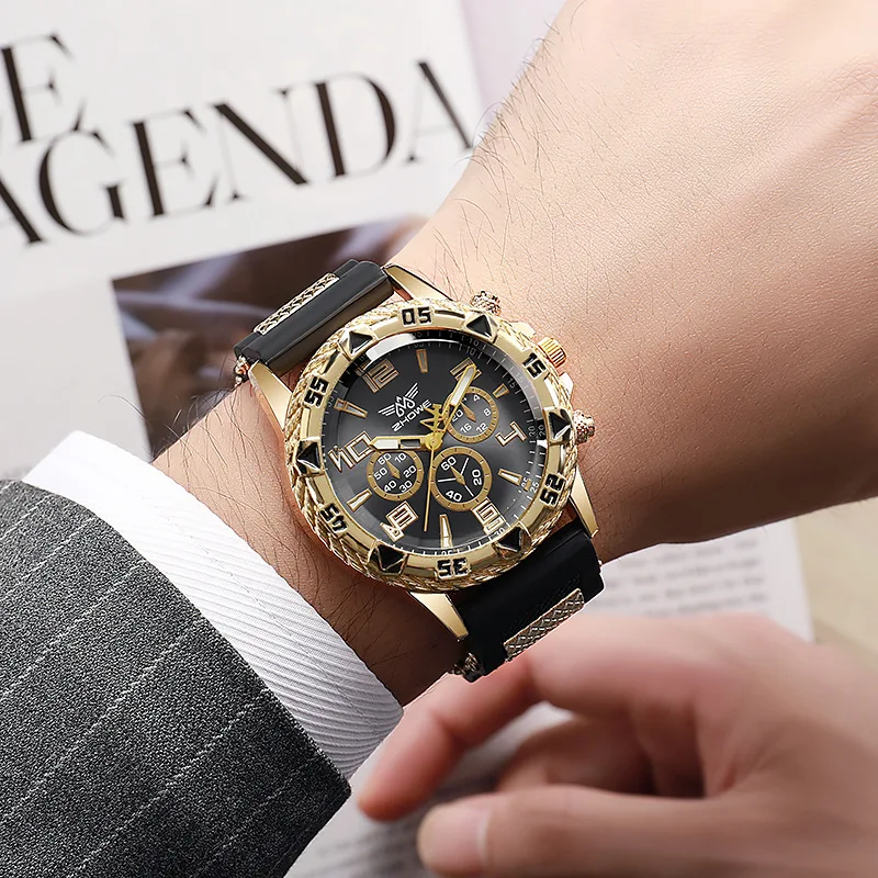 Quartz Watch Fashion Luxury Men's Business Casual Silicone Strap Mens Wristwatch Family Friends Birthday Gifts