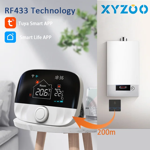 RF Wireless Thermostat Smart WiFi Floor Heating For Gas Boiler Battery Powered Tuya Temperature Controller Receiver Alice Google 1