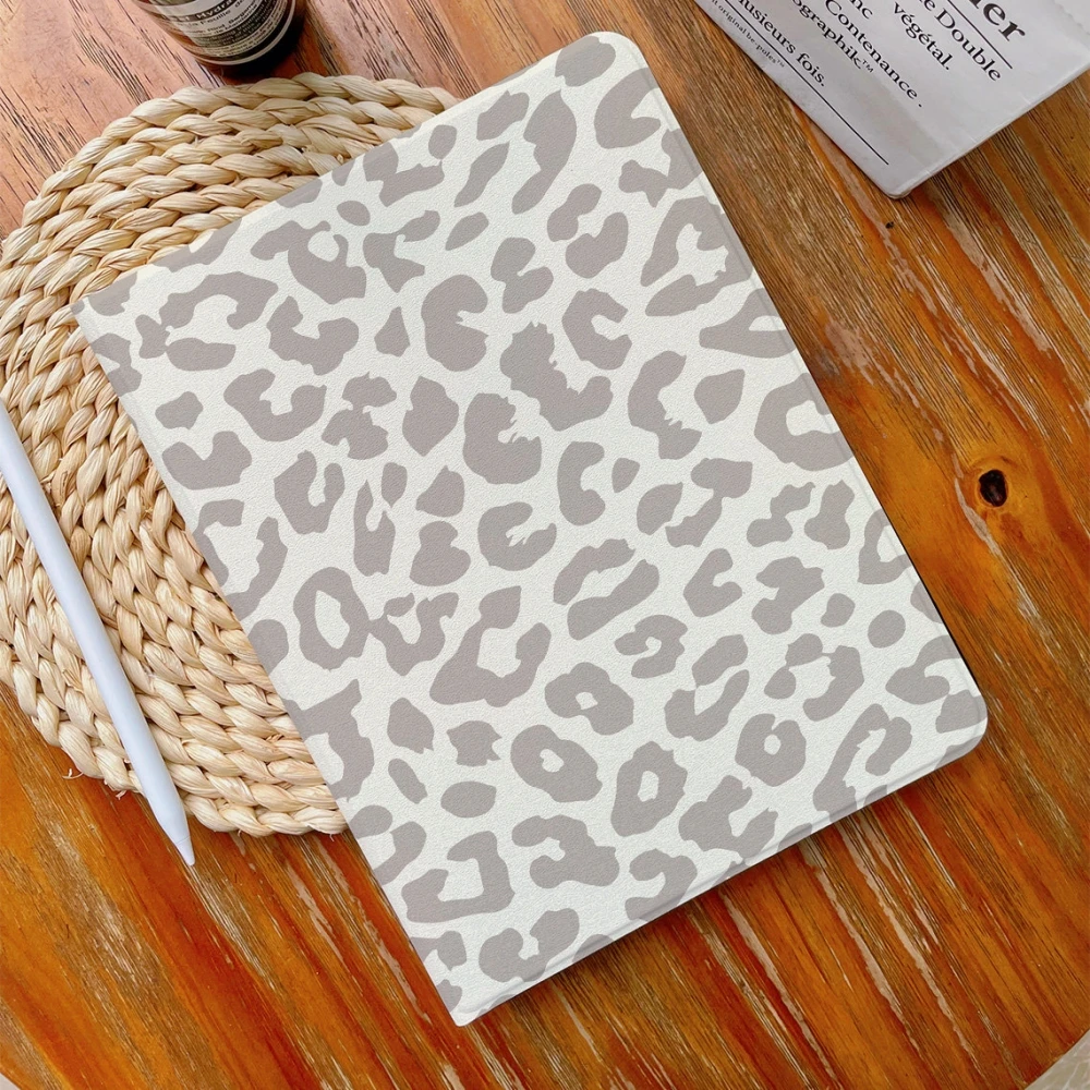 Capa de Couro com Estampa de Leopardo Estojo para Ipad 10.2 Pro 10.5 11 9.7 Mini Ipad Air 10.9 2023