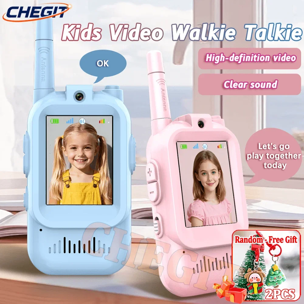 Kids Video Walkie Talkie 2" HD Screen USB-C Rechargeable One-Click HD Call Intercom For Children Gadgets Christmas Birthday Gift