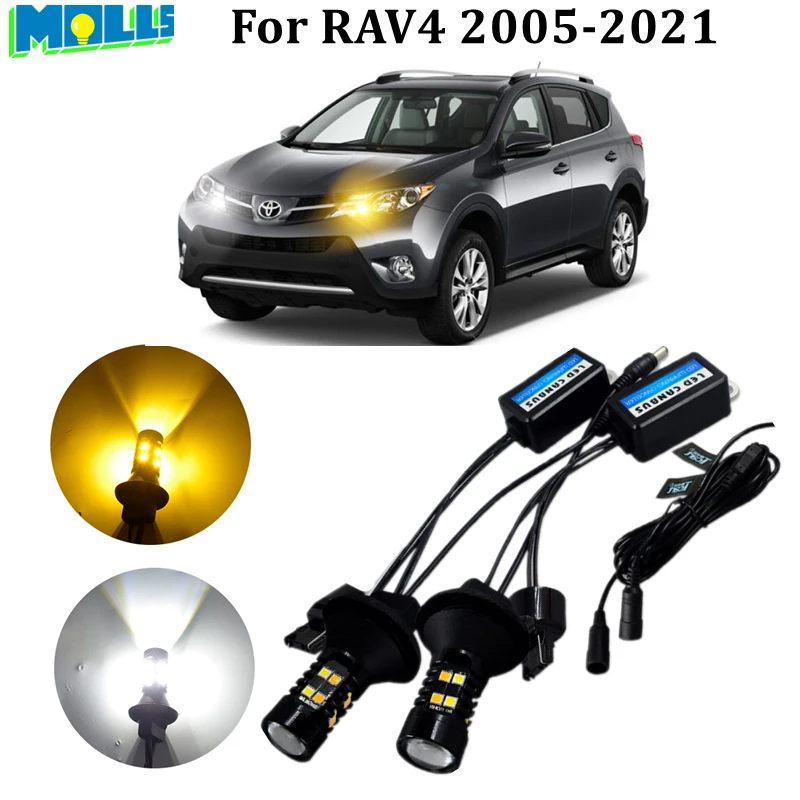 

Для Toyota RAV4 XA30 XA40 XA50 2005-2021 WY21W 7440 T20 Автомобильные светодиодные огни DRL дневные ходовые огсветильник и передние указатели поворота