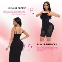 Women Built In Shapewear Bra Waist Cinched Butt Lifter Sleeveless Slip Long Dress Body Shaper 3