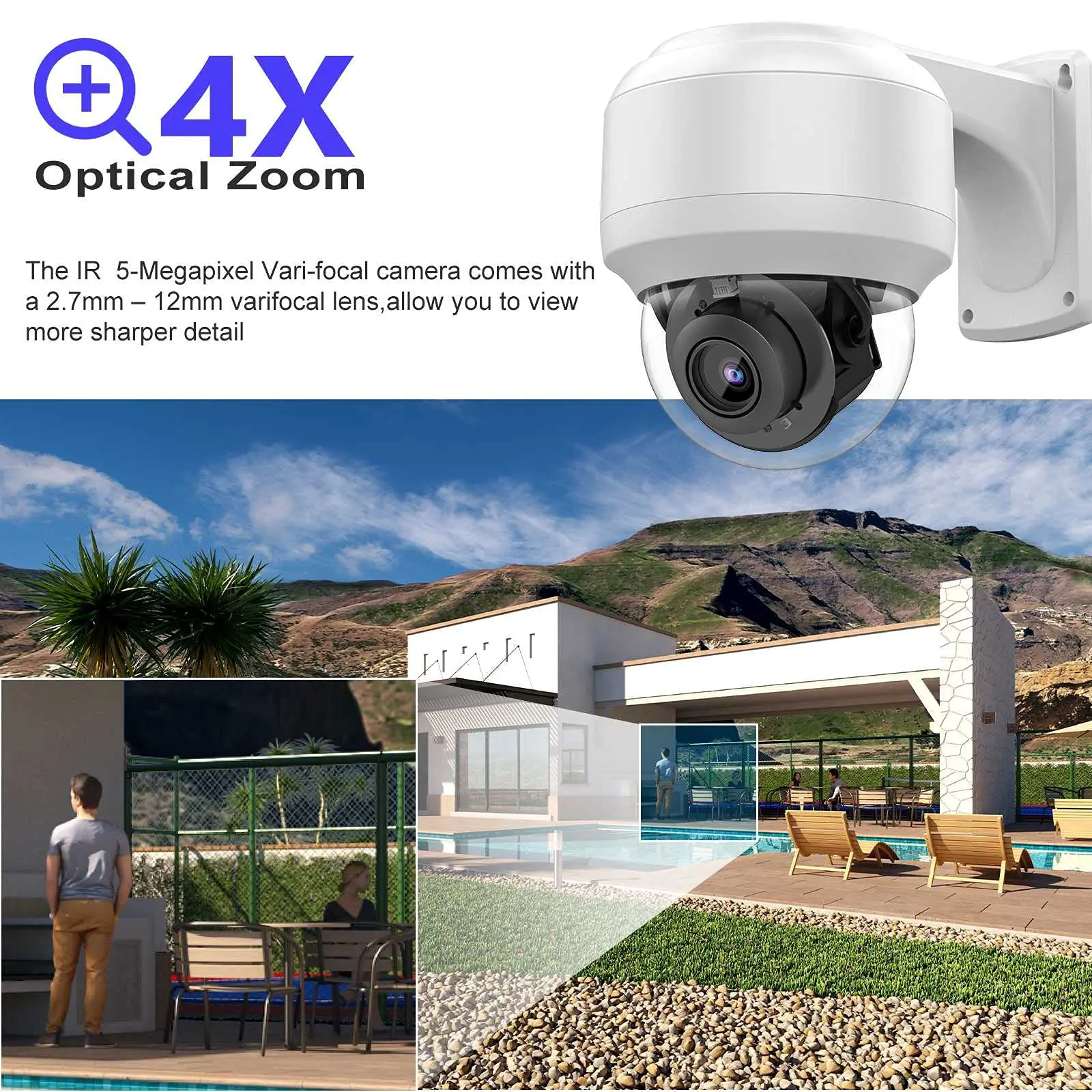 Vikylin PTZ 8MP 4K Security IP Camera Outdoor POE 4X Optical Zoom Speed