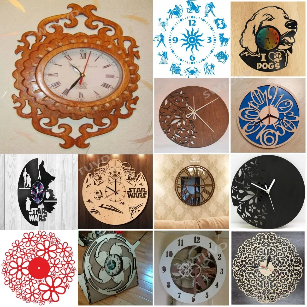 Laser Cut Designs Files 270 Clock Panel Drawings 2D Vector DXF CDR Format Design CNC Laser Files laser cut designs files