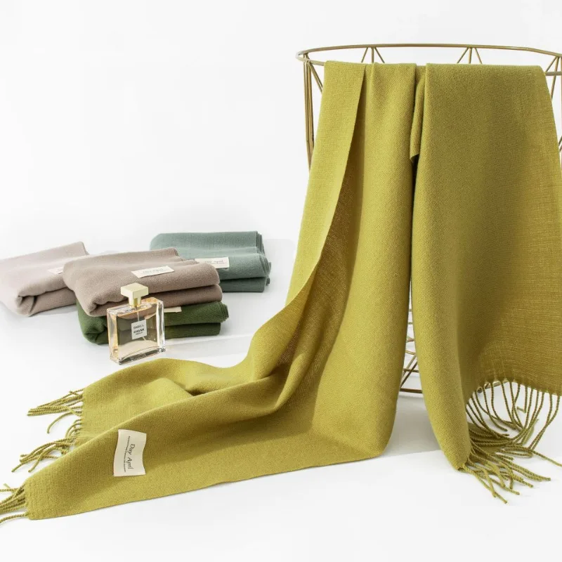 Autumn Scarf For Women Long Warm Cashmere Scarves Winter Hijab Solid Lady Shawl Wrap Female Pashmina Bandana Head Scarfs