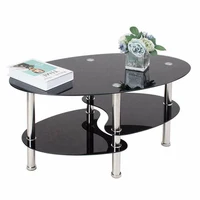 Table basse en verre avec rangement - transparent blanc / noir / transparent noir 3