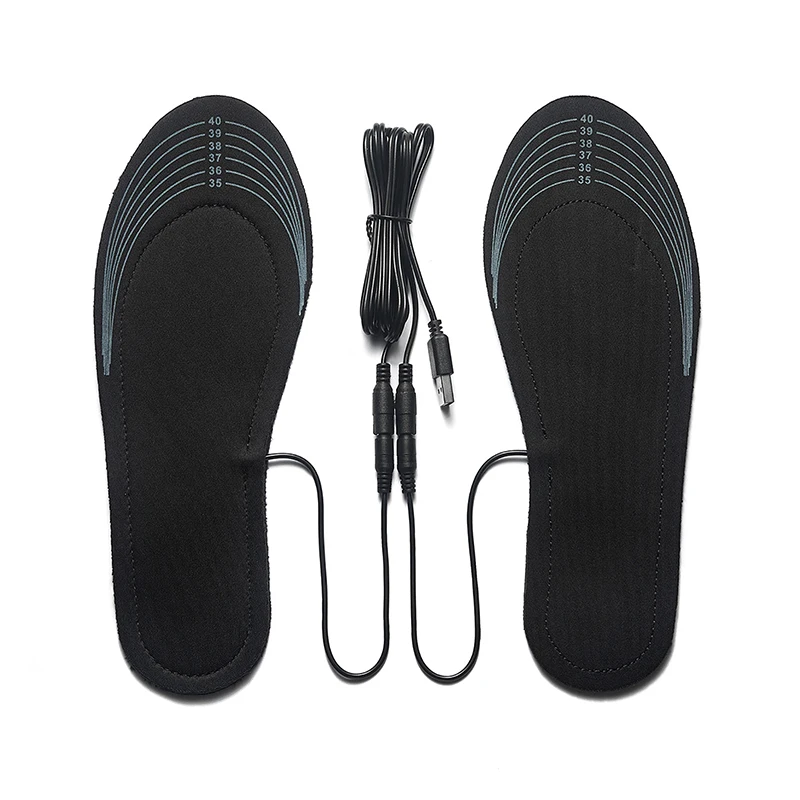 1Pair Waterproof USB Rechargeable Heated Insoles Size 35-46 Electric Heated Shoes Pad For Outdoor Skiing Winter Foot Warmers
