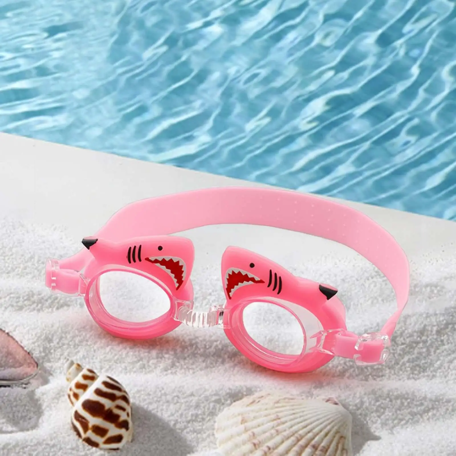 Girls Swim Goggles Swimming Goggles Anti Fog Pink Soft Silicone Cute Cartoon