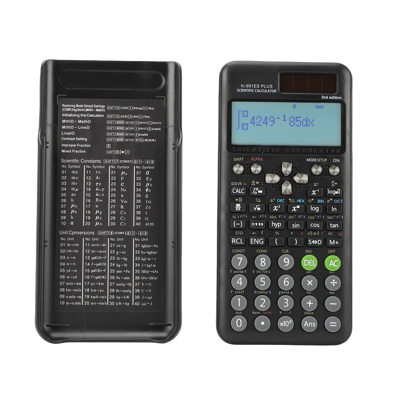Scientific Calculators Math Calculator with 417 Function 10+2 Digits Display Dual Power Supply Ideal for Teachers College Studen - 2