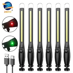 1-10PCS COB LED Flashlight Magnetic Work Light USB Rechargeable Torch Portable Lantern Inspection Light Camping Car Repair Lamp