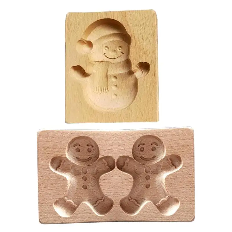 

Christmas Cookie Maker Mold Wooden Non-Stick Embossing Biscuit Press Engraved Cookie Shape Mold Baking Supplies For Home Bakery