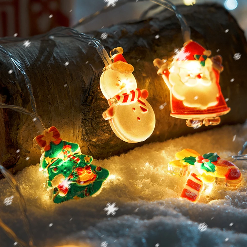 1.5m/3m/6m Battery-powered String Light Battery Powered Led Santa Claus Snowman String Lights for Christmas Party Decorations