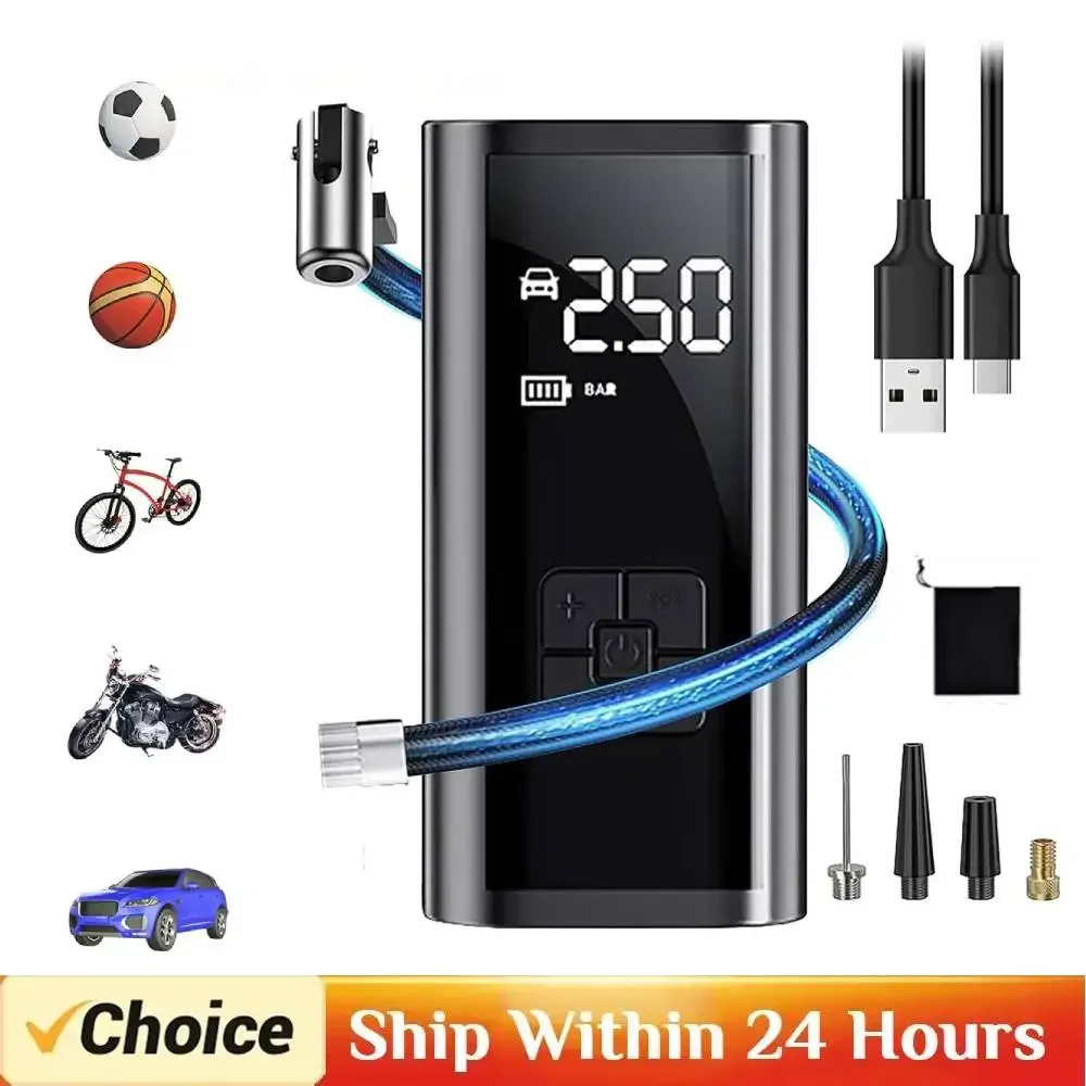 Portable Air Compressor for Car Tires Fast Air Pump Tire Inflator Accurate Pressure Air Pump for Motorcycle  MTB Bicycle Ball