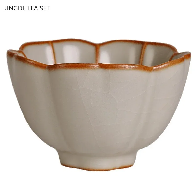 1PCS Ceramic Ru Kiln Kung Fu Tea Master Cup Chinese Retro Personalized Household Single Tea Cup