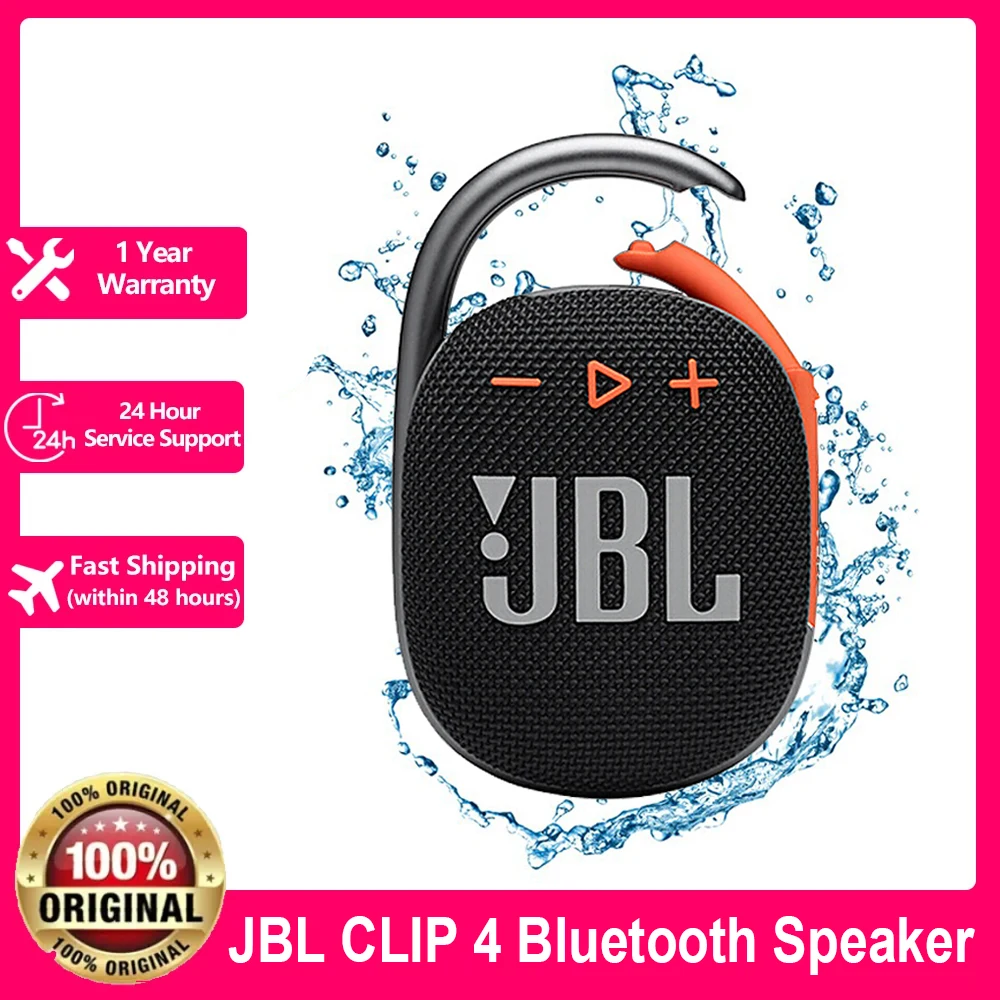 Оригинальный беспроводной Bluetooth портативный динамик JBL Clip 4, сабвуфер, уличный динамик, мини-динамик IP67, пыленепроницаемый и водонепроницаемый