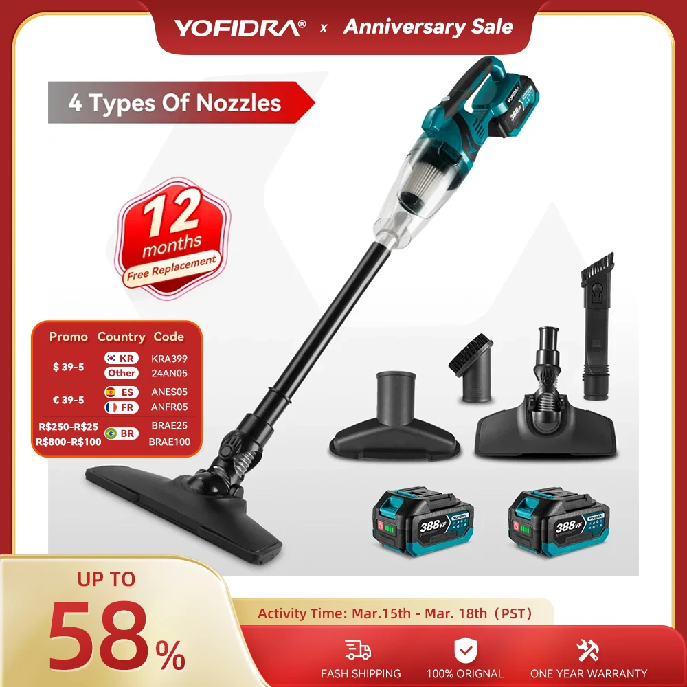 Cordless Handheld Vacuum Cleaner for Makita 18V Battery Portable Powerful Rechargeable Household Cleaning Tools for Car Pet H