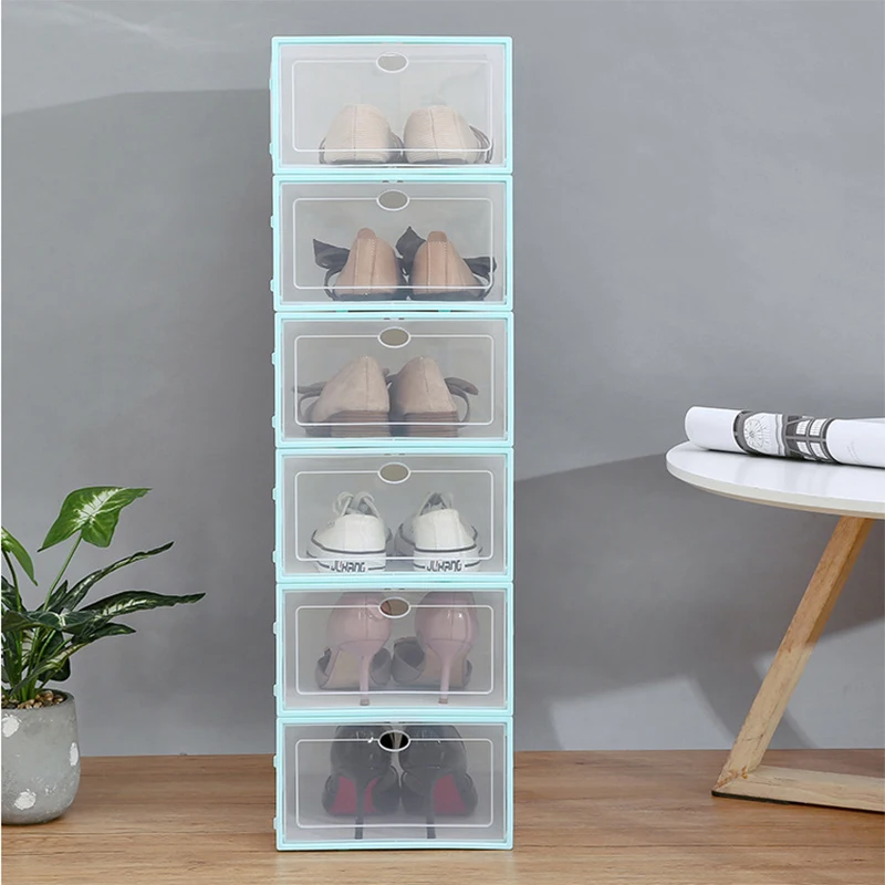 1pc PMMA Shoe Storage Box, Minimalist Clear Foldable Shoe Box For