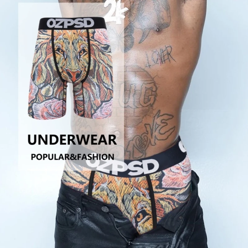 5Pcs Sexy Summer Men Boxer Underwear Breathable Printed Men's Panties Underpants Male Plus Size Man Boxer Briefs Man Boxershorts 1