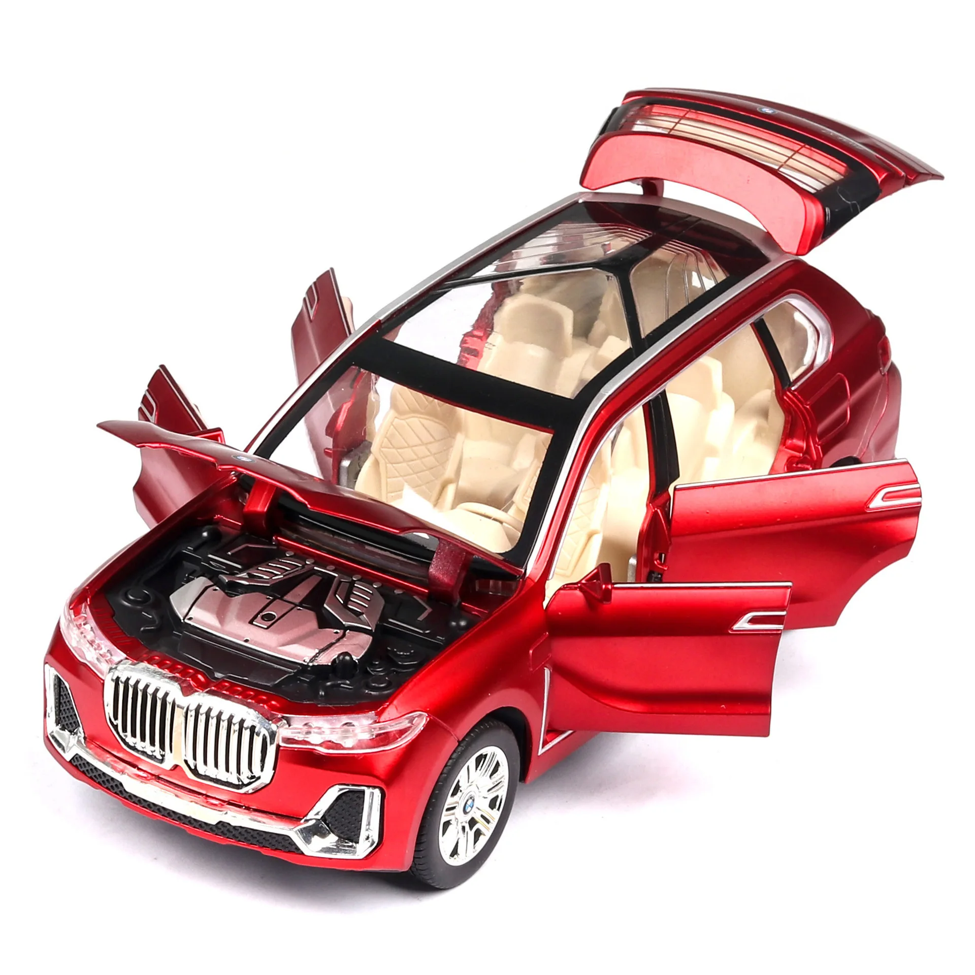 1:24 BMW X7 X5 XM SUV 합금 자동차 모델 다이캐스트 장난감 차량, 금속 장난감 자동차 모델 시뮬레이션 컬렉션, 사운드 라이트 어린이 장난감
