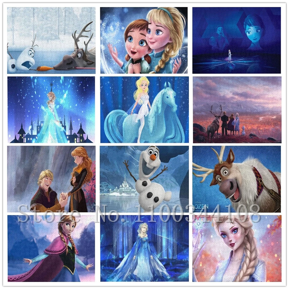 

1000 Pieces Disney Frozen Wooden Puzzle Cartoon Decompression Jigsaw Puzzles Child Early Educational Learning Toys for Children