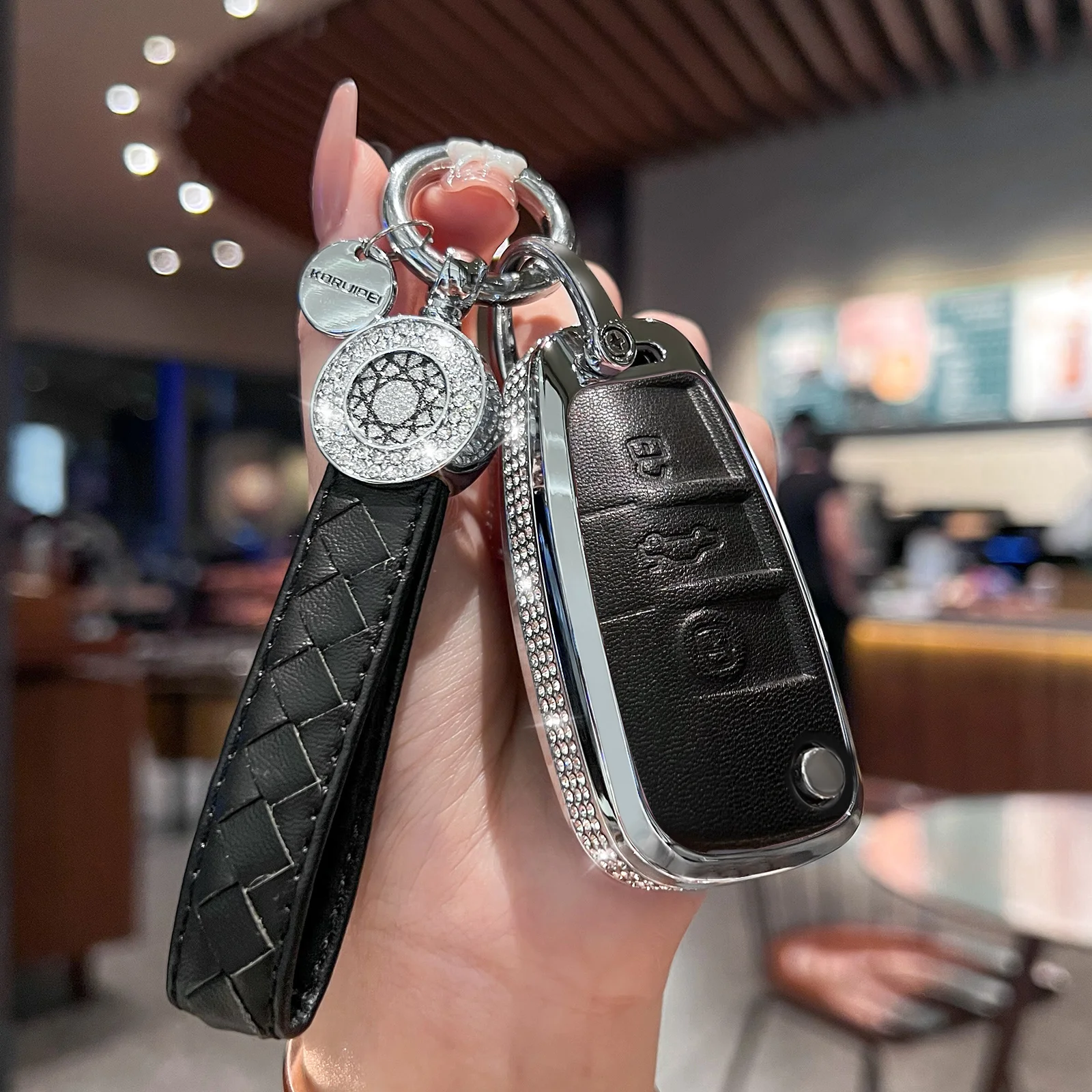 ontto Crystal Diamond Bling Key Case per Audi Flip Key Fob