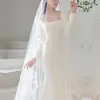Elegant Mermaid Wedding Dresses With Long Sleeve Fashion Square Collar Simple Vestidos 2024 New Satin Bridal Dress Customized 3