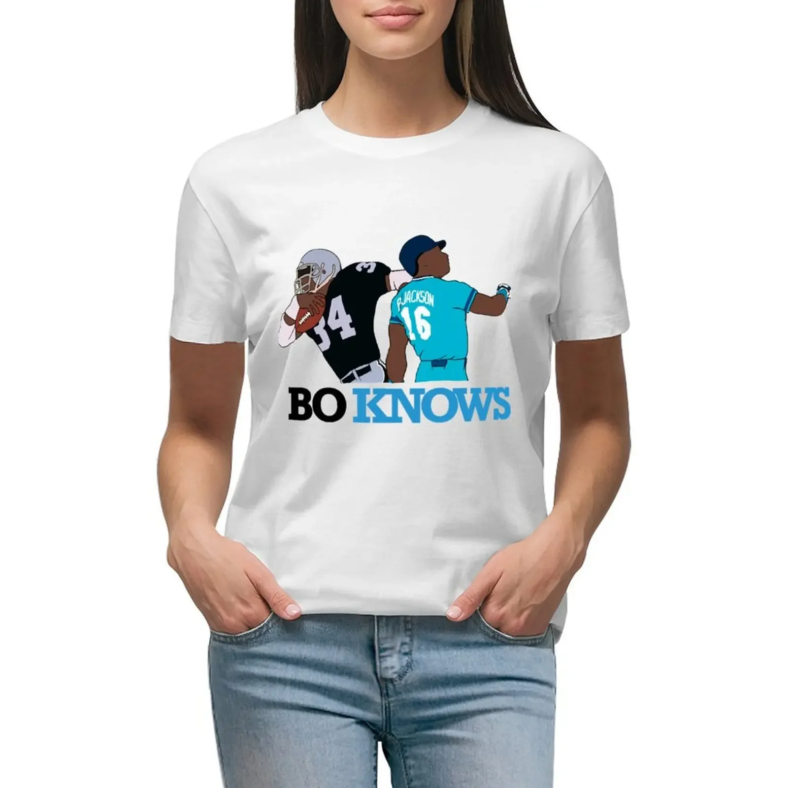 

Bo knows playing T-shirt graphics vintage clothes hippie clothes t shirts for Women