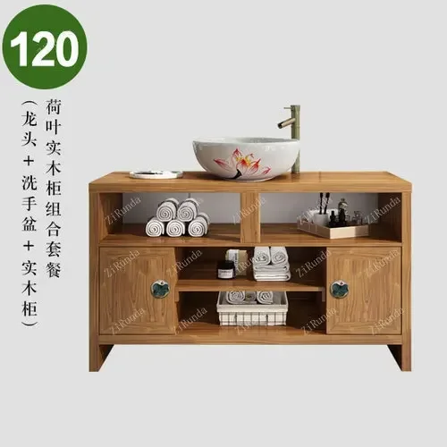 ~Y Chinese style light luxury bathroom cabinet antique art washbasin combination bathroom washbasin set