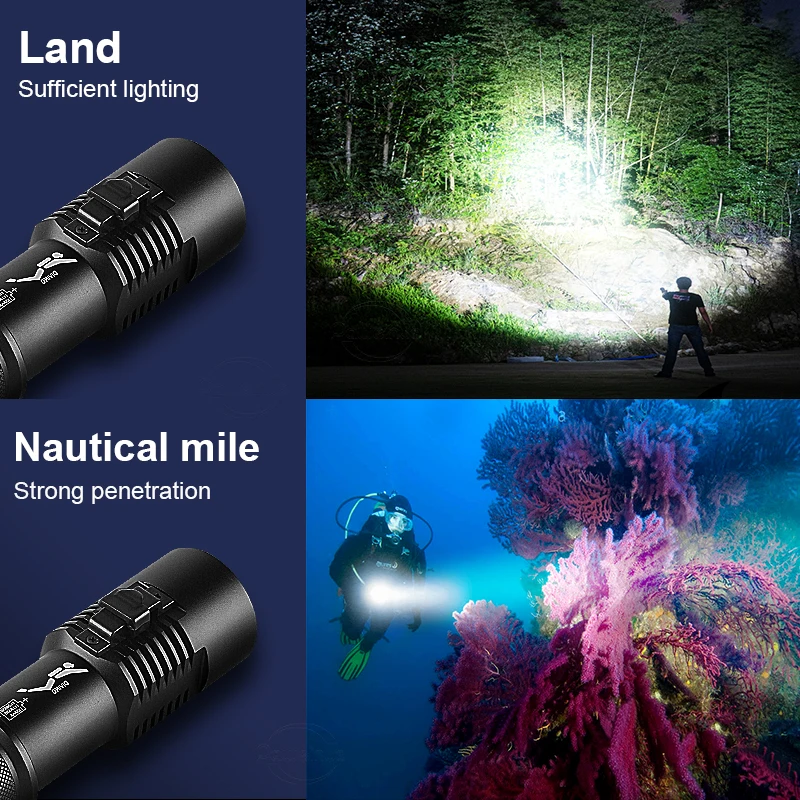 12000LM XHP199/XHP50 LED Diving Flashlight Underwater Scuba Diving