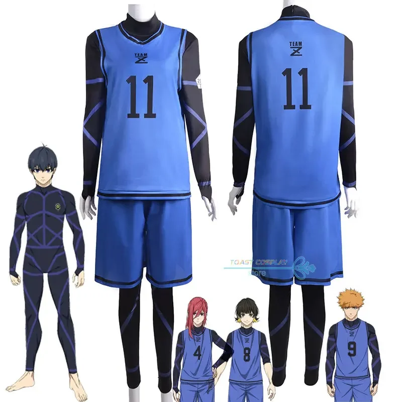 

Anime Blue Lock Cospaly Costume Chigiri Hyoma Isagi Yoichi Blue One-piece Jersey Wig Men Women Halloween Party Cosplay Outfits