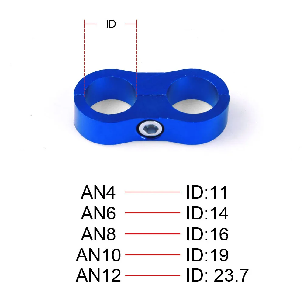 Hose Clamps AN4 AN6 AN8 AN10 AN12 Braided Rubber Hose Line Clamp Aluminum Anodized Line Separator Separator Divider Clamp Kit Black Blue