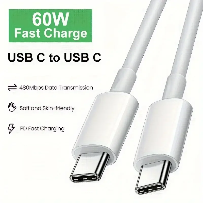 

60W USB C Fast Charging Cable PD Cable Fast Charging Data Line C To Type C For Samsung Xiaomi Huawei Phone Fast Charging Cable