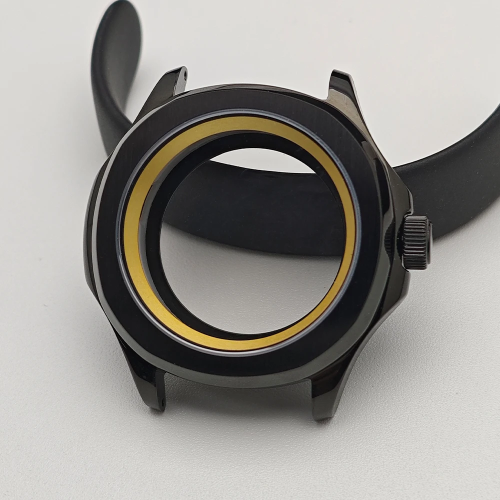 Black Steel Watch Case with Chapter Ring and Sapphire Glass, 39.5mm
