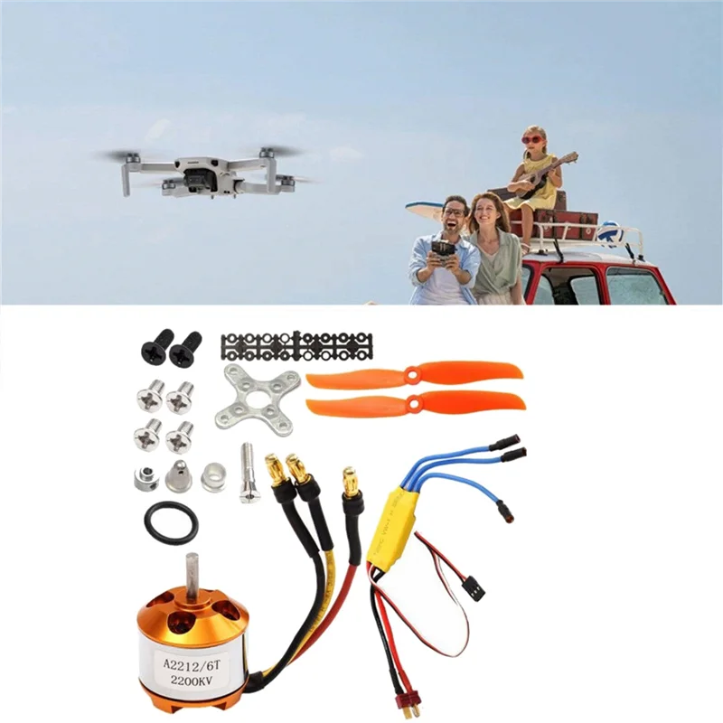 2212 2200KV 모터 + 30A ESC + 6035 프로펠러 + 프로펠러 보호기 RC 비행기 모터 교체 액세서리 용 전기 모터 키트