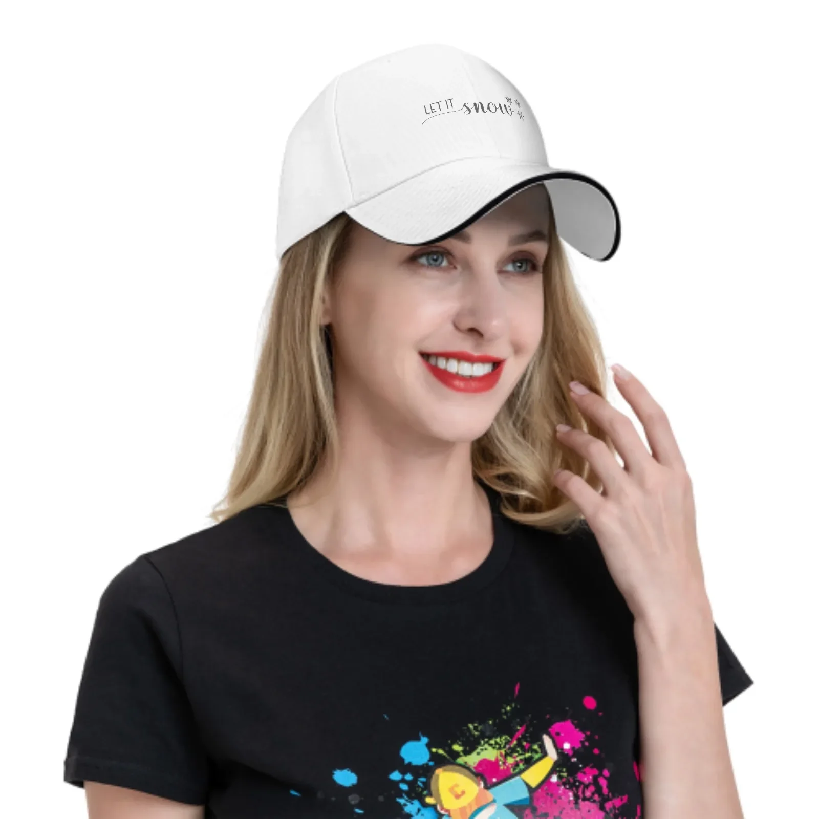 Let It Snow Adjustable Women Men Back Closure Caps Washed Sandwich Caps Sports Outdoor Baseball Hat 6