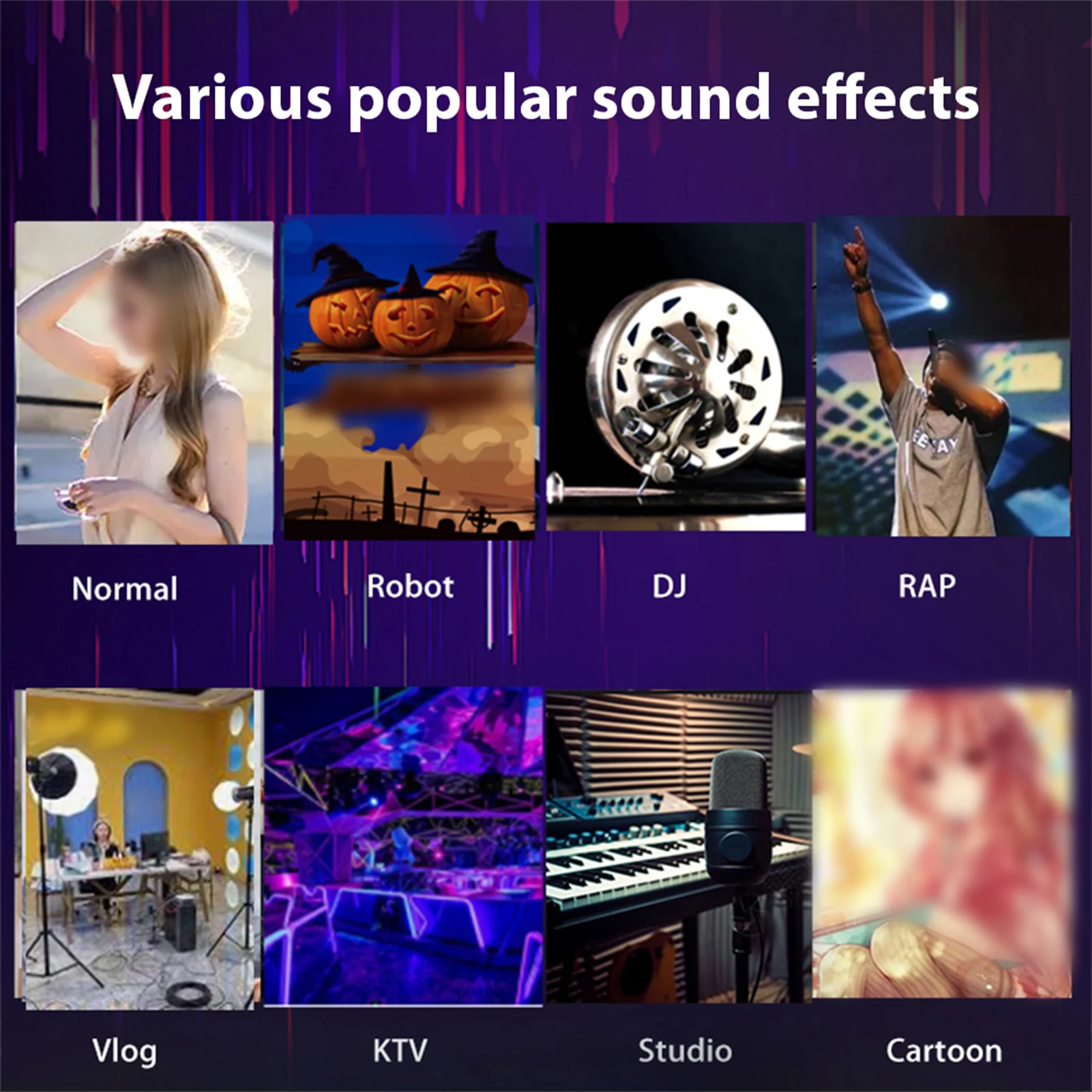 i9 Voice Changer Mini Multiple Audio Effect Bluetooth-Compatible Live Sound Cards Ultra-Thin Portable Live Sound Card Mic Tools