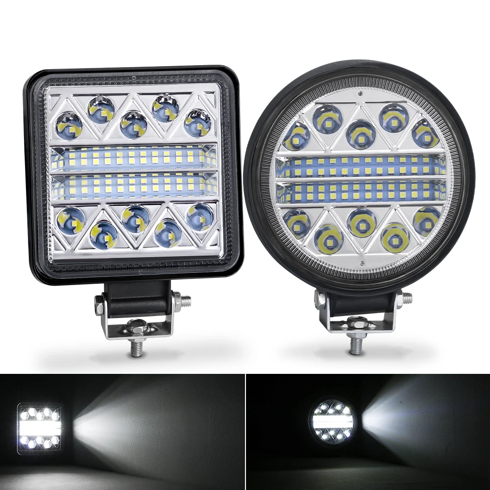 

LED Work Light Bar 4 inch 4x4 102W Headlights White Round Square Spot Off Road For Truck SUV 4WD Boat ATV Jeep Tractor 12V 24V