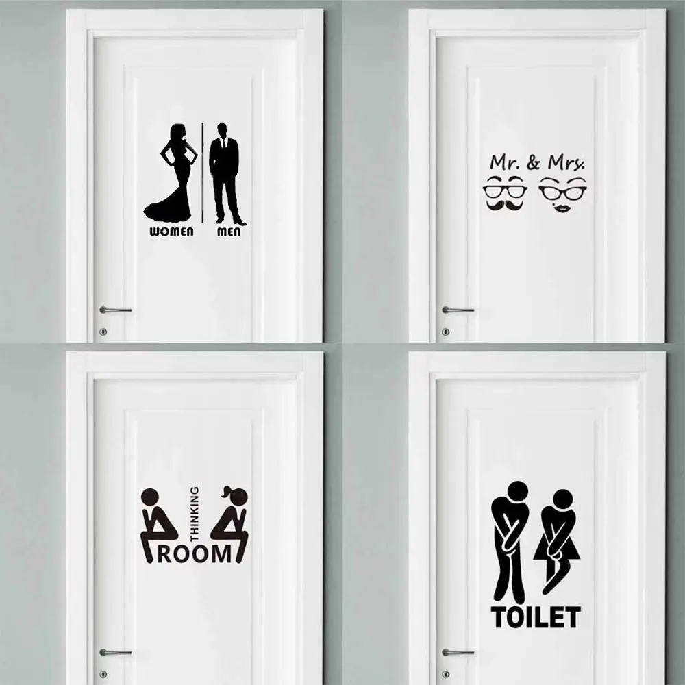 Fashion Removable Bathroom Vinyl Poster Door Decor Wall Sticker Toilet Decals
