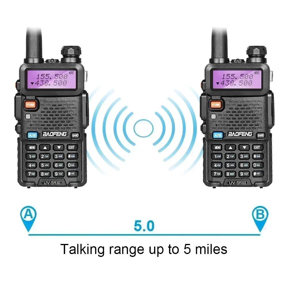 4Pcs Baofeng UV-5R 5W Tri-Power Walkie Talkie High Power Dual Band Long Range Portable Handheld UV 5R Radio 4
