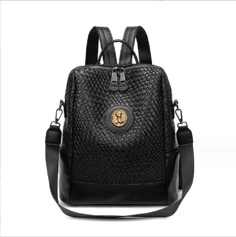 New Fashion High Quality Woven Soft Leather Backpack Women Large Capacity Travel Shoulder Bags School Bag Leisure Backpacks 2