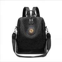 New Fashion High Quality Woven Soft Leather Backpack Women Large Capacity Travel Shoulder Bags School Bag Leisure Backpacks 2