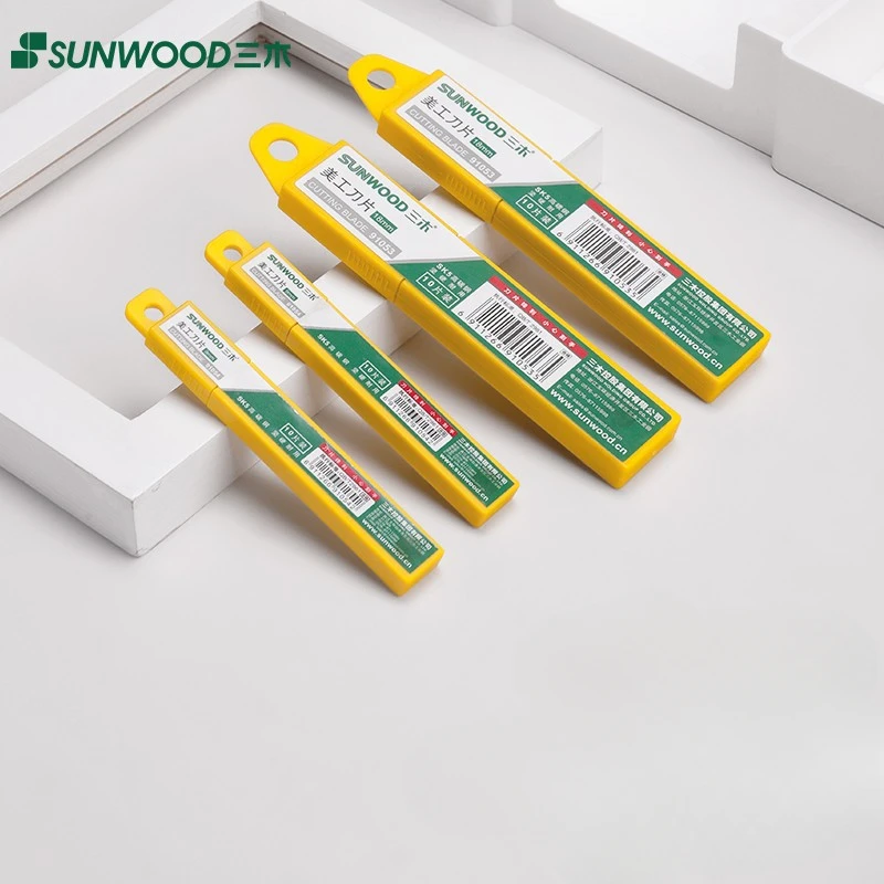 

Sunwood Small Precision Steel Utility Knife Blades Narrow Paper Cutter Blades 80 by 9mm 10 Pack Box 91054