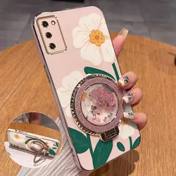 Elegant White Floral Plating Phone Case Cover - Galaxy S21 Plus (Pink)
